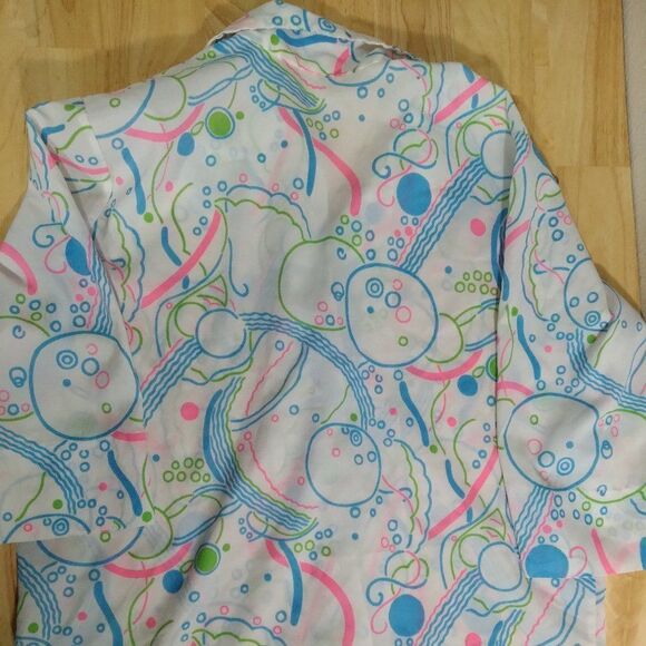 Vintage Neon Abstract Geometric Button Down Disco Shirt - Picture 5 of 6